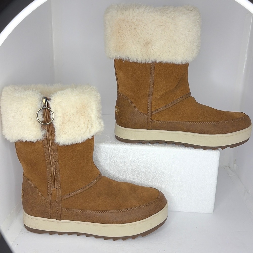 Koolaburra by UGG Advay Chestnut Suede Faux Fur Zip Boots Womens 9 1105889